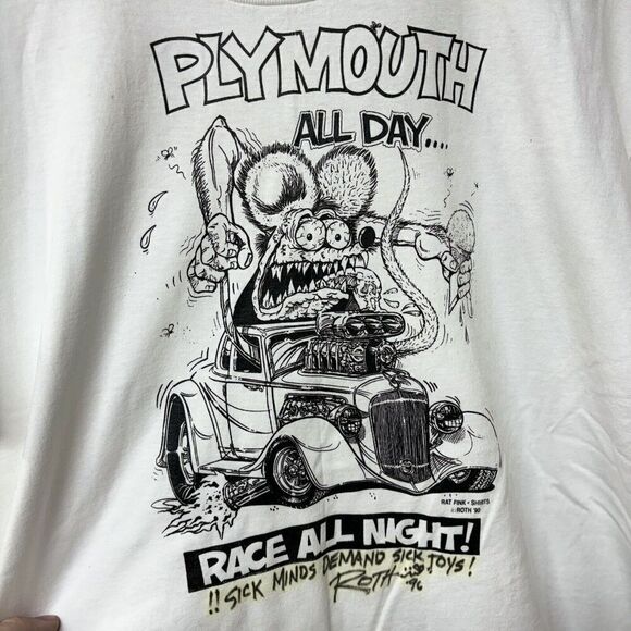 Vintage 90s 1996 Rat Fink Big Daddy Ed Roth Signed T-Shirt XL Single Stitch - Picture 1 of 11
